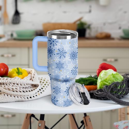 Christian Gifts for Women 40oz Tumbler - Insulated Travel Mug with Handle (Christmas Snowflake, 40 Ounces) - color: Christmas Snowflake