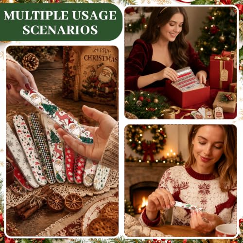 10 Pcs Christmas Glass Nail Files Gifts with Case Xmas Party Favors Bulk - style: Snowy
