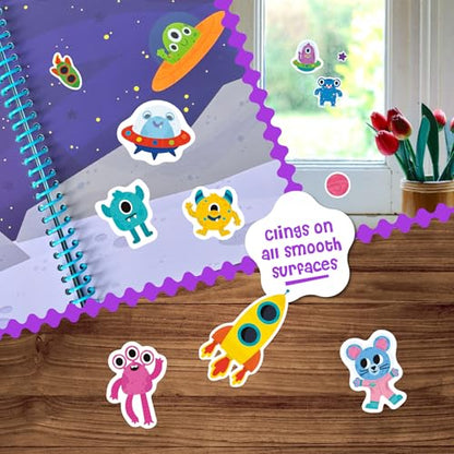 Stick4Ever Jelly Sticker Book® - for Kids - Waterproof, Easy to Clean Reusable Sticker Book for Toddlers- Reusable Road Trip Activities for Kids - Stocking Stuffers for Toddlers (Space) - style: Space