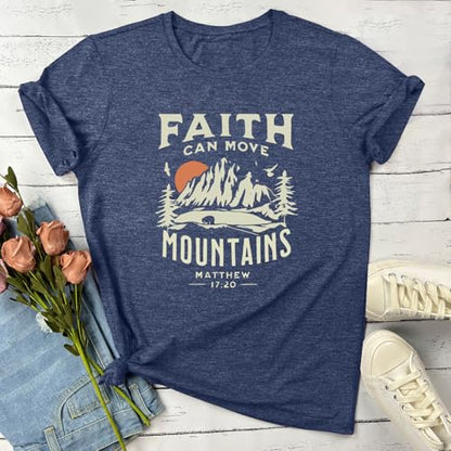 BLACKOO Women Graphic T-Shirts Cute Tees Summer Causal Tops - color: Heather Navy, size: Large