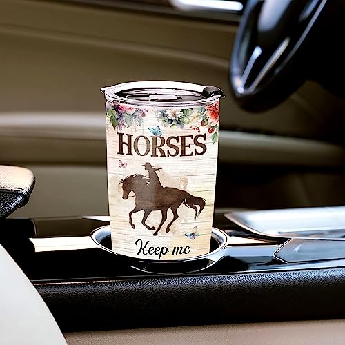 WAZONE Personalized Horse Tumbler 20oz 30oz Custom Name Vacuum Insulated Travel Mug Thermal Cup Motivation Gift for Animal Lover Women Girl Daughter Sister Christmas Birthday Present - color: Horse