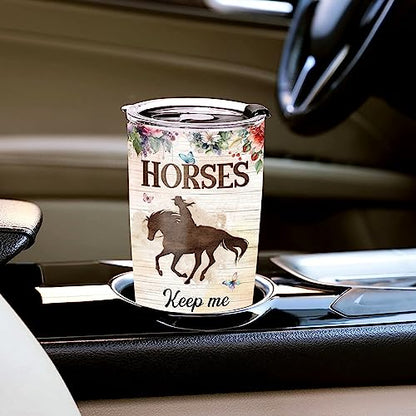 WAZONE Personalized Horse Tumbler 20oz 30oz Custom Name Vacuum Insulated Travel Mug Thermal Cup Motivation Gift for Animal Lover Women Girl Daughter Sister Christmas Birthday Present - color: Horse