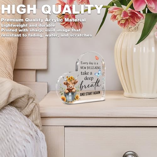 Motivational Gifts for Women Highland Cow Gifts for Women Friends Sister - color: New start