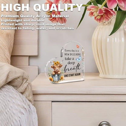 Motivational Gifts for Women Highland Cow Gifts for Women Friends Sister - color: New start