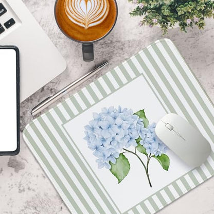 Sage Green Mouse Pad Blue Hydrangea Aesthetic Mouse Pad, 10.2x8.2 - color: Blue and Green Hydrangea, size: 10.2L x 8.2W inches