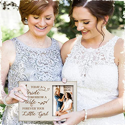 Yudarte Mother of the Bride Gifts from daughter - Engraved Picture Frame 4x6 Inches for Wedding, Engagement,Bridal Shower - Today A Bride,Tomorrow A Wife,Forever Your Little Girl - color: bride parents