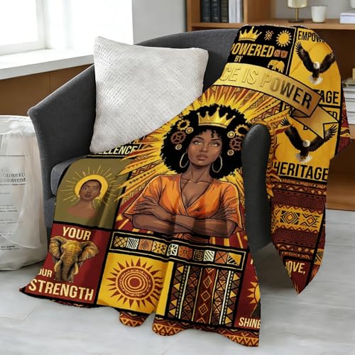 African American Black Girl Women Blanket - Christian Birthday Gifts Blanket- Inspirational Flannel Religious Spiritual Throw Blanket Home Decor 50x60inch - color: Hrmt5