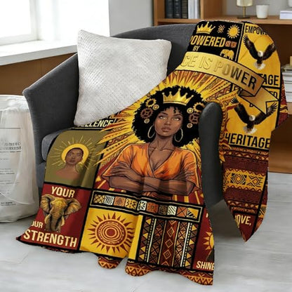 African American Black Girl Women Blanket - Christian Birthday Gifts Blanket- Inspirational Flannel Religious Spiritual Throw Blanket Home Decor 50x60inch - color: Hrmt5