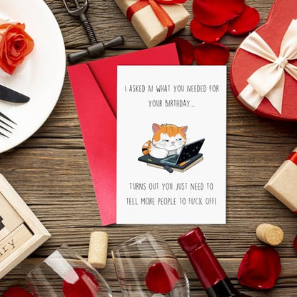 Funny Adult Humor Birthday Card, Sassy Birthday Card 8.5x 5.7 Inch with Envelope for Best Friend Coworker Gifts - color: #03