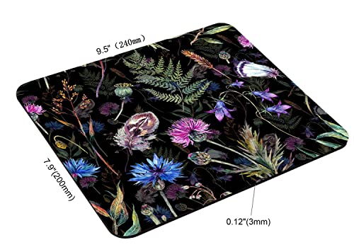 Wild Flowers Mousepad Colorful Mouse Pad Floral Office Decor for Women Desk Accessories Botanical Flowers Mousepad Gift Coworker Boss, Computer Mouse Pad for Wireless Mouse, 9.5"x7.9"x0.12" Inch - color: TSP237