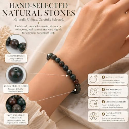 Cherry Tree Collection 100PCS 6mm Bloodstone Round Bead Craft Kit - color: bloodstone, size: 6mm