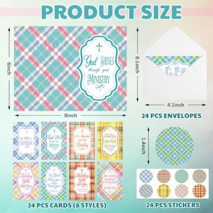 24 Pack Christian Pastor Ministry Appreciation Card, Ministry Plaid - style: Ministry Plaid