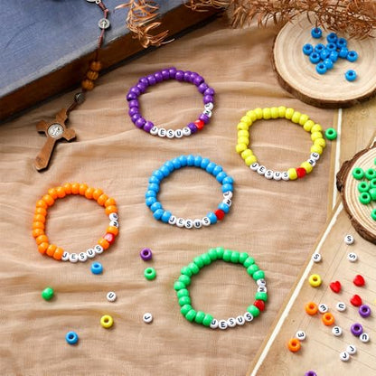 Ferreve 35 Sets Jesus Loves Me Christian Bracelet Craft Kit for VBS - color: Rainbow, style: Jesus Love Me