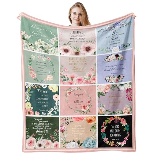 Christian Gifts for Women, Religious Birthday Blanket 60"X50" - color: Flower-christian