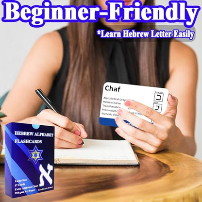 Hebrew Biblical Alphabet Flashcards, Complete Large Size 57 Cards Includes Consonants, Vowels, with Dagesh & Final Form, Hebrew Alef Bet Letter Educational Cards for Jewish Language Learning