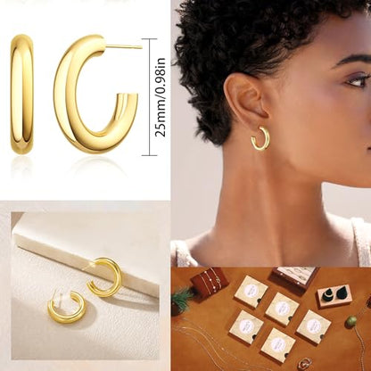 Small 4Pcs 14K Gold Huggie Hoop Earrings Sets for Women Non Tarnish - style: Gold&Sty24