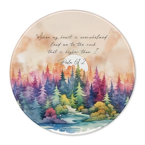 Watercolor Forest Christian Mouse Pad 7.9x7.9 Inch, Psalm 61:2 Bible Verse Mouse Pads for Desk Home Office Dorm Computers Laptop, Religious Office Supplies Desk Accessories - color: Cute Sloth 29