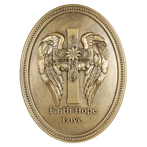YHSOLAR Angel Wings Cross Wall Decor Vintage Morning Star Faith Hope Love - color: Cross with Wings