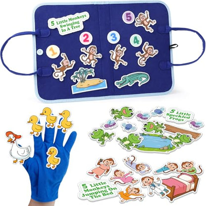Aizweb Felt Board for Toddlers,Flannel Board Stories for Preschool Learning Activities,Kindergarten Classroom Must Haves,Five Little Monkeys,Five Little Ducks,Daycare Essentials - style: Animal Set