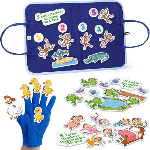 Aizweb Felt Board for Toddlers,Flannel Board Stories for Preschool Learning Activities,Kindergarten Classroom Must Haves,Five Little Monkeys,Five Little Ducks,Daycare Essentials - style: Animal Set