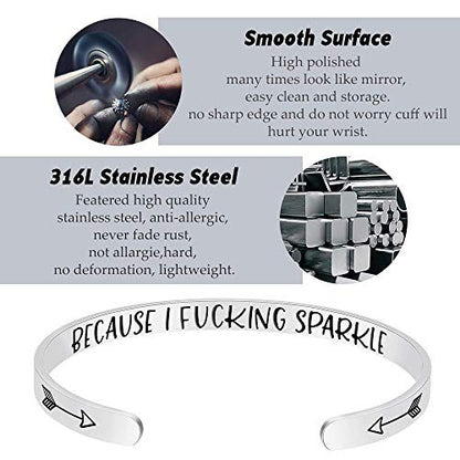 Fesciory Inspirational Bracelets for Women, Stainless Steel Cuff Bangle - color: Silver-22