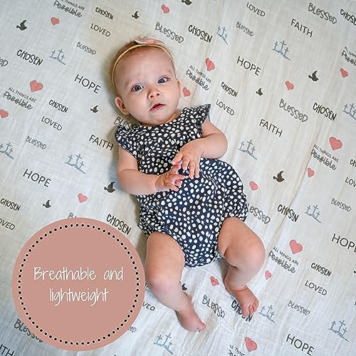 LollyBanks Muslin Swaddle Blankets, 100% Organic Cotton Receiving Blanket - color: Inspirational Text
