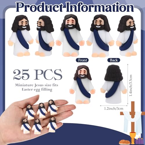 Bememo 25Pcs Mini Jesus Figure for Religious Favor,Dark Blue - color: Dark Blue