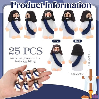 Bememo 25Pcs Mini Jesus Figure for Religious Favor,Dark Blue - color: Dark Blue