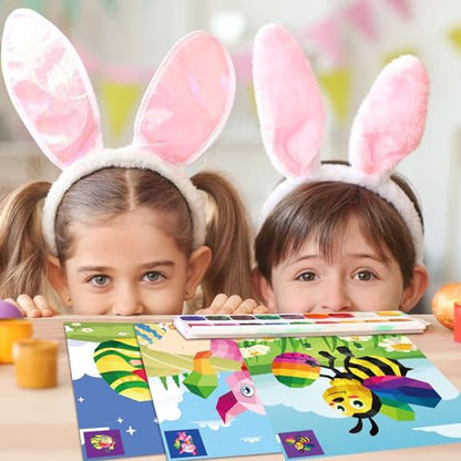 2PCS Easter Day Crafts for Kids Ages 4-8 Sticker Paint Books Gift Party Create 20 Pictures（Sticker Sheets are Separate） - color: Easter Day Stikcer Book