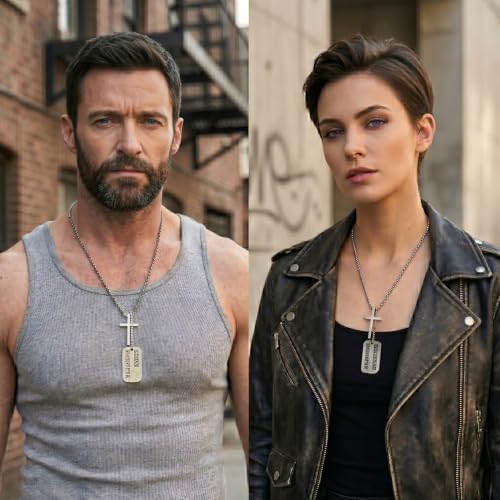 Wolverine Dog Tag and Cross Necklace for Men & Women, 3-in-1 DIY Jewelry