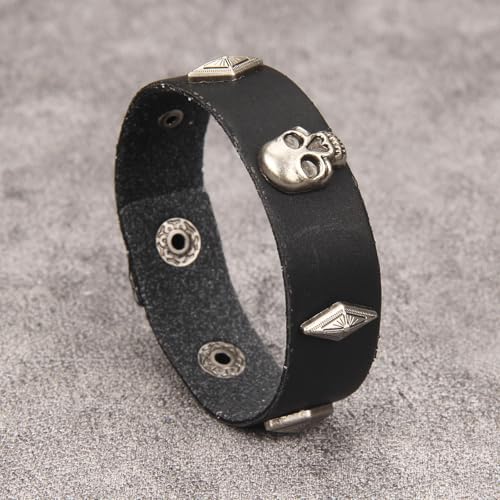 Jeilwiy Punk Rock Gothic Black Rivet Leather Spiked Necklace Collar Neckband Leather Choker Necklace for Women Mom Gifts Adjustable - color: Gothic Bracelet Black