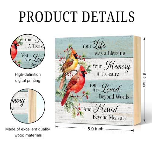Your Life Was A Blessing Wood Block Plaque Box Sign 5.9 * 5.9 - color: red021
