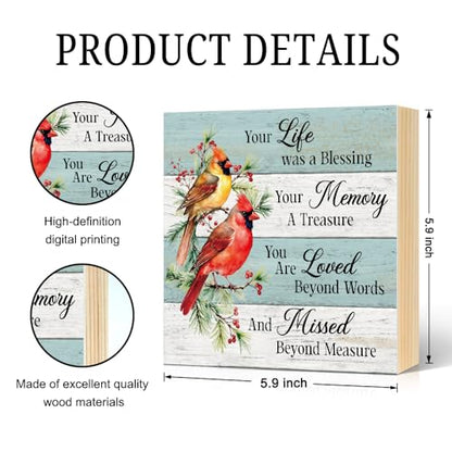 Your Life Was A Blessing Wood Block Plaque Box Sign 5.9 * 5.9 - color: red021