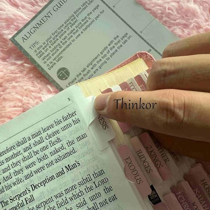 Thinkor- Repositionable Bible Tabs, 66 Pink Theme Laminated Tabs for Women, Study Bible Gifts - color: White Pink