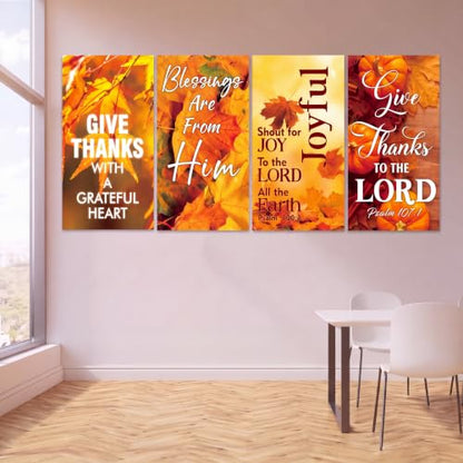Hosuly 4 Pcs Church Banners for Sanctuary Wall Fall Harvest Banners with Scripture Bible Verses Banner Welcome Inspirational Religious Praise Hanging Signs for Church Decor (Classic Style,3 x 5 Feet) - size: 3 x 5 Feet, style: Classic Style