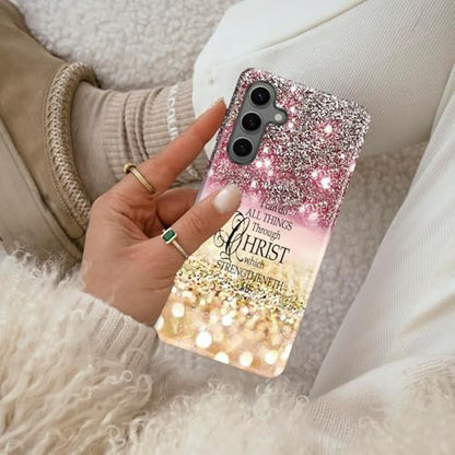 Compatible with Samsung Galaxy S26 5G Case,Case for Samsung Galaxy S26 Double-Layer Full Body Drop Protection,Diamonds Glitter,Bible Verse Philippians 4:13 - color: Diamonds Glitter,Bible Verse 4:13, size: S26