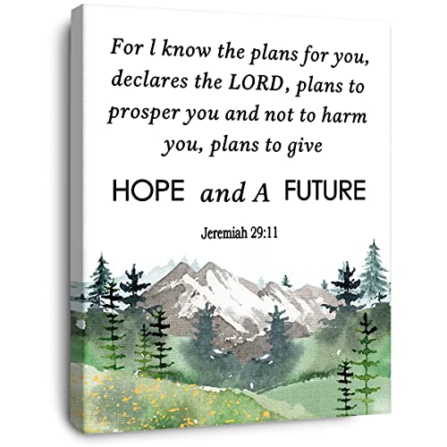 OTINGQD Hope And Future Jeremiah 29:11 Canvas Wall Art,Bible Verse Scripture Canvas Painting Prints for Christian Home Bedroom Office Church Religious Wall Decor - color: Jeremiah 29:11