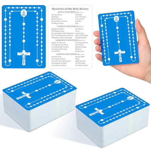 Motiskyy 100 Pcs Rosary Prayer Cards How to Pray Catholic Bulk 4.53"x 3.15"