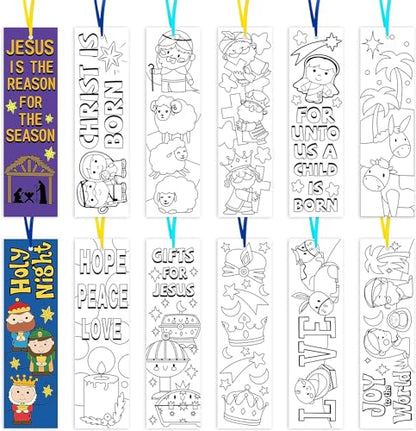 Haooryx Nativity Color Your Own Bookmark Religious DIY Coloring Bookmarks - style: Christmas Nativity