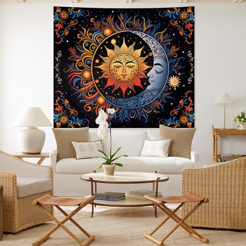 Apdidl Sun and Moon Boho Tapestry, Hippie Mandala Tapestries Wall Hanging - color: D-Boho Sun Tapestry, size: 60"L x 51"W