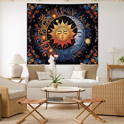 Apdidl Sun and Moon Boho Tapestry, Hippie Mandala Tapestries Wall Hanging - color: D-Boho Sun Tapestry, size: 79"L x 60"W