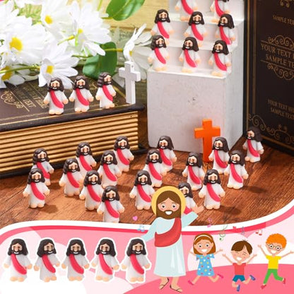 Bememo 25Pcs Mini Jesus Figure for Religious Favor,Rose Red - color: Rose Red