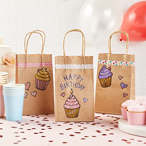Juvale Mini Gift Bags with Handles - Brown Paper Party Favor Bags with Handles - Long & Narrow Design for DIY & Craft Fairs - 3 x 5.25 x 8.5 In, Brown, 12 Pack - style: Medium