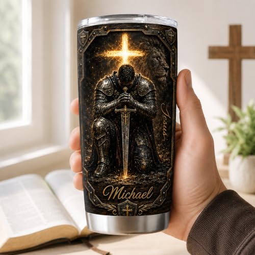 Personalized Christian Gifts For Men - Religious Bible Man Of Faith Tumbler V18 - A Child Of God Warrior Christ Faith For Dad, Husband, Grandpa on Fathers Day, Christmas, Birthday - color: CH-VAR-18