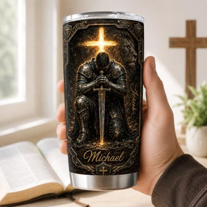 Personalized Christian Gifts For Men - Religious Bible Man Of Faith Tumbler V18 - A Child Of God Warrior Christ Faith For Dad, Husband, Grandpa on Fathers Day, Christmas, Birthday - color: CH-VAR-18