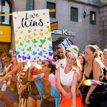 Love Wins Pride Garden Flag 12x18 Double-Sided Rainbow LGBTQ Outdoor Banner - color: love 12x18
