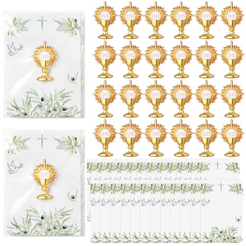 Yinkin 24 Pcs Catholic Pins Gold First Communion Lapel Pins - style: Ihs