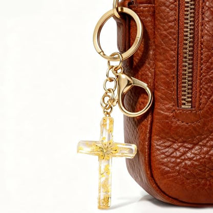 Cross Keychain,Jesus Key Chain Christian Gifts for Women, Religious Bag Charms for Purse Handbags Backpacks - color: Green