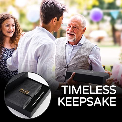 WEMATE Diary with Lock, A5 PU Leather Journal with Lock 240 Pages Black - color: Black