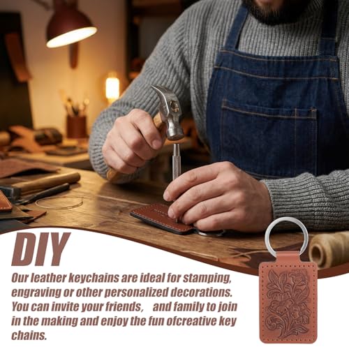 Elegaperma 15pcs Leather Keychain Blanks,Leather Keychains for Engraving